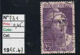 FRANCE (1945-47 )  Y&T N° 731  + Cachet Rond - REF MS - Usados