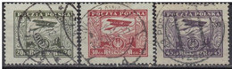 Pologne Poste Aérienne N° 7, 8, 9 - Usados