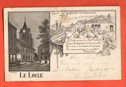 ZBN-09 TRES RARE Litho Le Locle La Saboulée De Borgognon 1476, Vue De La Rue Dos Simple,circulé 1898 - Le Locle