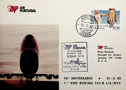 1982 Portugal 10th Anniversary Of The 1st TAP Flight Lisbon - New York With A Boeing 747-B - Lettres & Documents