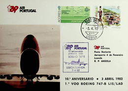 1982 Portugal 10th Anniversary Of The 1st TAP Flight Lisbon - Luanda With A Boeing 747-B - Brieven En Documenten
