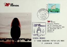1982 Portugal 1st TAP Flight Lisbon - Recife With A Boeing 747-B - Cartas & Documentos