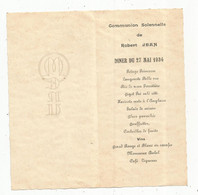 Menu , 1934 , Communion Solennelle , 2 Scans, Frais Fr 1.55 E - Menus