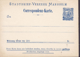 Germany Postal Stationery Ganzsache Correspondenz-Karte Stadtbrief-Verkehr MANNHEIM ERROR Variety - Postcards