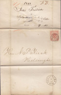 Denmark Number Cds. '24' HELSINGØR Elsinore 1868 Folded Cover  Brief Locally Sent 4 Skilling Scepter & Sword Stamp - Storia Postale