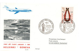 Helsinki Genève 1981 - Finnair DC-9 - Erstflug 1er Vol Inaugural Flight - Geneva Genf - Covers & Documents