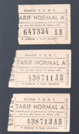 Toulouse 31 Haute Garonne) Lot De 3  Tickets (tramway? Bus?) TCRT Tarif Normal AB (PPP25312) - Unclassified