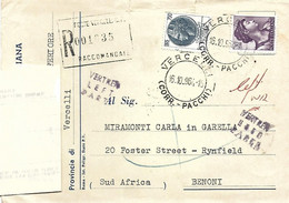 RSA South Africa 1964 Benoni RLO Cape Town Vertrek Left Handstamp Label RLO 12 Returned Registered Election Card - Lettres & Documents