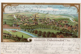 DC3782 - Ak Gruss Aus Erdmannsdorf I. Sa. 1899, Litho - Gest. I. Leipzig, Augustusburg - Gesamtansicht - Augustusburg