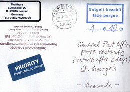 ! 2020 Germany Cover (7.8.) To Grenada, Airmail , Interruption Postal Service COVID-19, Antwortschein, Reply Coupon - Grenade (1974-...)