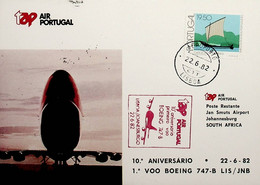 1982 Portugal 1st TAP Flight Lisbon - Johannesburg With A Boeing 747-B - Covers & Documents
