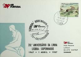 1987 Portugal 20th Anniversary Of 1st TAP Flight Lisbon - Copenhagen - Covers & Documents
