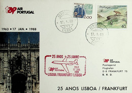 1988 Germany 25th Anniversary Of The 1st TAP Flight  Lisbon - Frankfort - Lisbon - Brieven En Documenten