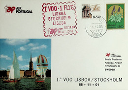 1988 Portugal 1st TAP Flight Lisbon - Stockholm - Lisbon - Lettres & Documents