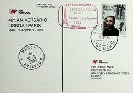 1988 Portugal 40th Anniversary Of The 1st TAP Flight Lisbon - Paris - Covers & Documents