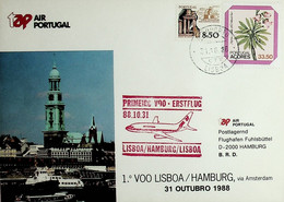 1988 Portugal 1st TAP Flight Lisbon - Hamburg - Brieven En Documenten