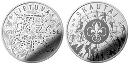 Details About  Lithuania 5 Euro 2019 "Scouts" Silver Ag PROOF - Lituanie