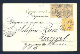 HUNGARY - Postcard Sent By Train ZIMONY-BUDAPEST To Zagreb 06.04. 1900. - Andere & Zonder Classificatie