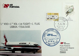 1989 Portugal 1st TAP Flight Lisbon - Toulouse - Covers & Documents