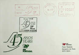 1990 Portugal 45th TAP Anniversary (Commemorative Flight Lisbon - Oporto) - Brieven En Documenten