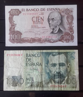 España - Conjunto De 4 Billetes Variados - Falla - Galdos - Cervantes - Calderon De La Barca - Espagne Billets Spain - Autres & Non Classés