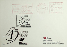 1990 Portugal 45th TAP Anniversary (Commemorative Flight Lisbon - Delgada) - Cartas & Documentos