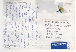 Beau Timbre , Stamp De 2006 " Fleur " Sur Cp , Carte , Postcard De Helsinki Pour L'Angleterre - Covers & Documents
