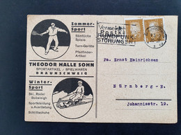 Perfin, Firmenlochung Auf Karte. Theodor Halle Sohn Sportartikel Und Spielwaren - Used Stamps