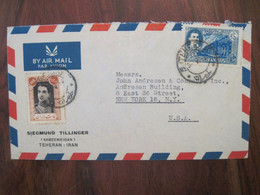 Iran Perse Usa New York Cover Enveloppe Air Mail Poste Aerienne Par Avion Persia Moyen Orient - Iran