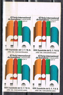 Bloque De 4 Viñetas, Label BARCELONA 1975, F.I.B. Variedad Sobrecarga Club Filatelico Numismatico ** - Variedades & Curiosidades
