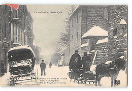 CPA 07 St Agreve Entrée De La Ville Cote Cheylard Effet De Neige Un Traineau - Saint Agrève