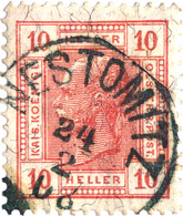 AUTRICHE/AUSTRIA/ÖSTERREICH - 1908 - BOHEMIA "NESTOMITZ" (Klein 3221a) On Mi.134 - Oblitérés