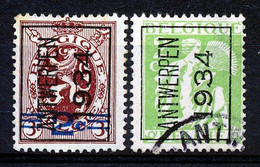 BELGIE - OBP Nr 271A + 274A PRECANCELS -  ANTWERPEN 1934 - Zonder Gom/sans Gomme - Typo Precancels 1929-37 (Heraldic Lion)