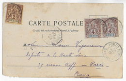 BENIN - 1904 - BEL AFFRANCHISSEMENTTYPE GROUPE Sur CARTE De PORTO-NOVO => PARIS - MARITIME - Cartas & Documentos