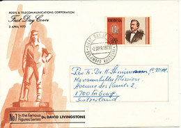 Rhodesia FDC 2-4-1973 Dr. Livingstone With Cachet Sent To Switzerland - Rhodésie (1964-1980)