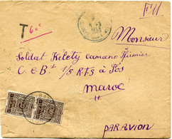 GUINEE FRANCAISE LETTRE FM DEPART KANKAN 9-3-1953 GUINEE FRANCAISE TAXEE A L'ARRIVEE AU MAROC A FES LE 13-3-1953 - Brieven En Documenten