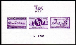 ROMANIA 1944 Post And Railways Block MNH / **.  Michel Block 22 - Blocks & Sheetlets