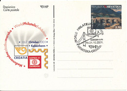 Croatia Postal Stationery Postcard Hafnia 01 Stamp Exhibition In Denmark 16-21.10.2001 - Croatia
