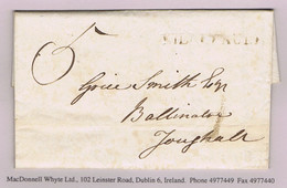 Ireland Tipperary Cork 1801 KILLYNAULE Town Namestamp Mortlestown Castle To Ballinatra In Youghal - Préphilatélie