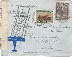 Belgish CONGO Belge Airmail Premiere Liaison Aerienne ETATS UNIS NOVEMBRE 1941 Leopoldville CENSURE Lisbonne 1942 - Posta Aerea: Storia Postale