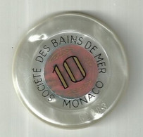 9874" FICHES-CHIPS-SOCIETE' DES BAINS DE MER-MONACO-10 FRANCHI" " - Casino