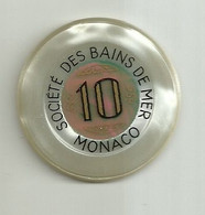 9877" FICHES-CHIPS-SOCIETE' DES BAINS DE MER-MONACO-10 FRANCHI" " - Casino