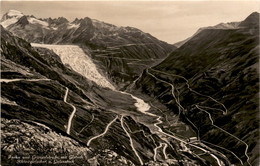 Furka- Und Grimselstraße Mit Gletsch, Rhonegletscher Und Galenstock (2409) * 24. 8. 1927 - Lens