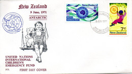 NOUVELLE-ZELANDE. N°537-8 Sur Enveloppe 1er Jour (FDC) De 1971. Traité Sur L'Antarctique/UNICEF. - Antarctisch Verdrag