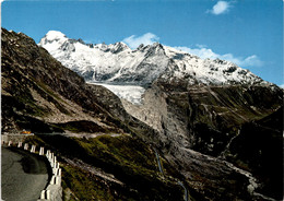 Blick Von Der Grimselstrasse Auf Furkastrasse, Rhonegletscher Und Galenstock (4821) - Lens