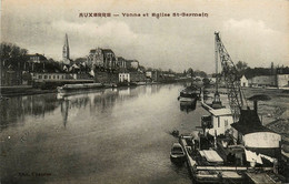 Auxerre * Yonne Et église St Germain * Péniche Batellerie Grue - Auxerre