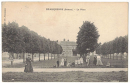 SOMME BEAUQUESNE : LA PLACE - Circulé En 1911 De BEAUQUESNE FEU D'ARTIFICE Vers LILLE - Beauquesne