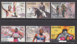 1995 Uganda Olympics Horses Equestrian Cycling Boxing Complete Set Of 6 MNH - Uganda (1962-...)
