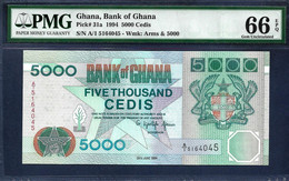 Ghana 5000 Cedis 1994 P31a PMG 66 GEM UNC - Ghana