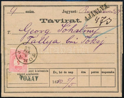 1880 Portózott Ajánlott Távirat 5kr + 2 X 5kr (ajánlási Díj, Kis Sérülés A Felbontásnál) "TOKAJ" - "TÁLLYA" így Is Igen  - Otros & Sin Clasificación